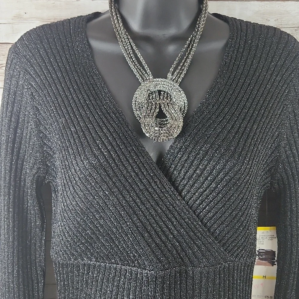 NWT, Nine West, Women's black ribbed sweater. Sz M - Picture 7 of 7